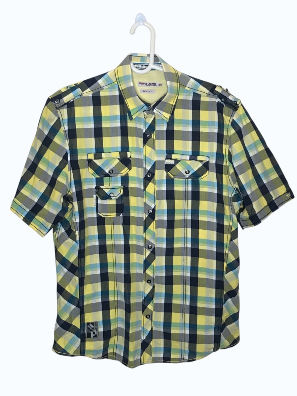 Point Zero Black Label Plaid Button Up Shirt Men’s M Semi Fit